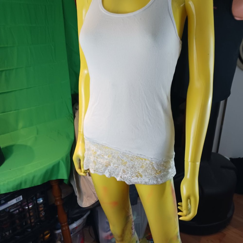 garage medium tank top cami white women lace